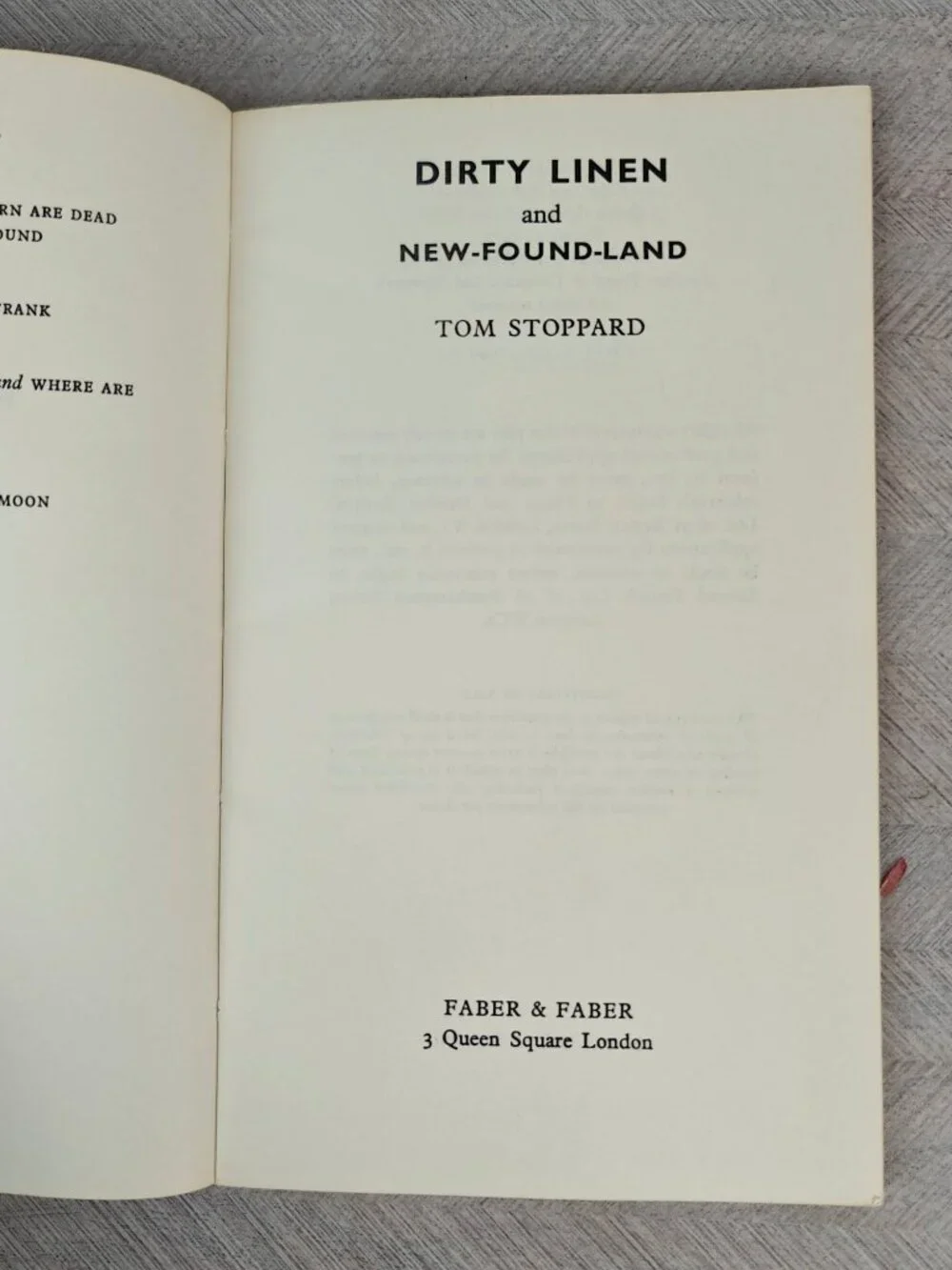 Dirty Linen & New-Found-Land Tom Stoppard Paperback 1977 British Play